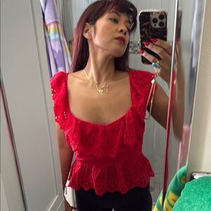 Red Lace Women's Top
